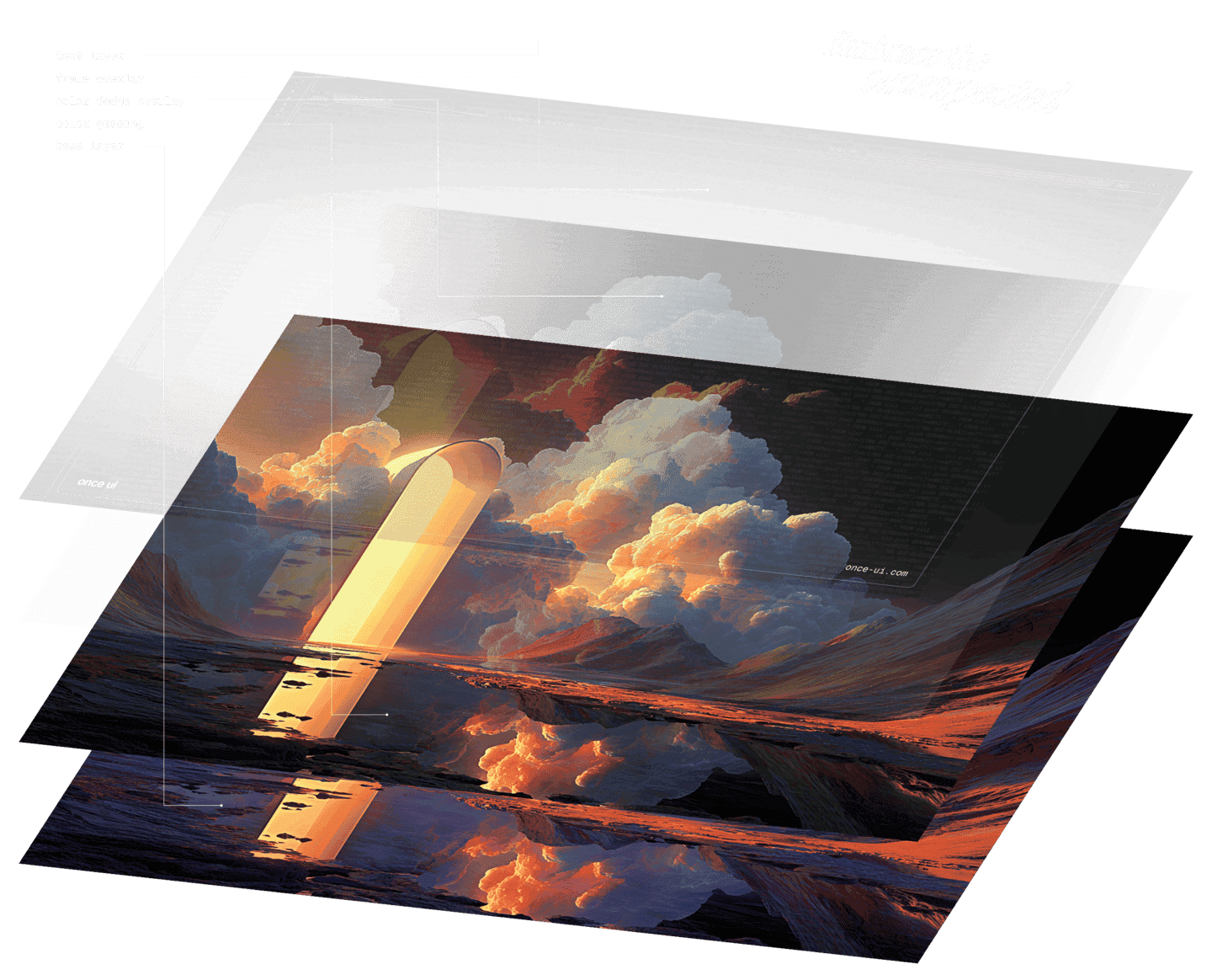 Image illustrating the different layers of a Once UI brand image