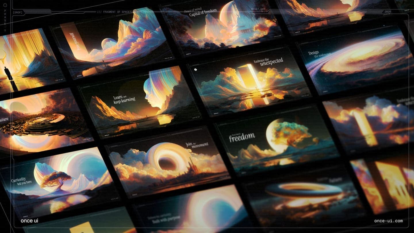 Series of illustrations for the Once UI brand generated in Midjourney