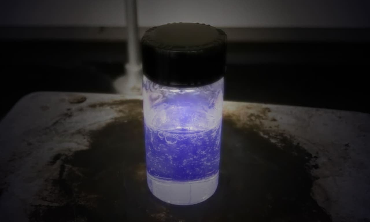 Glowing stuff in a bottle