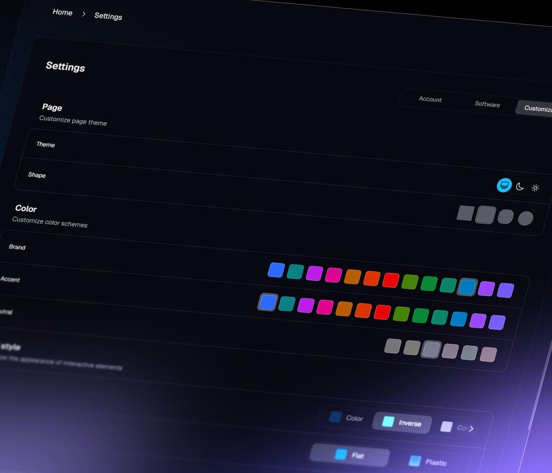 Mockup image of the IQON settings page